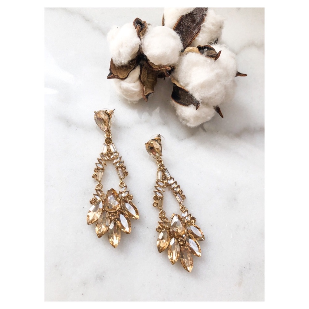 Formal Chandelier Earrings Champagne Gold - Picture 5 of 8
